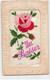 CPA Brodée - Fantaisie - Un Baiser - Rose Brodée - Broderie - Brodées