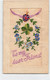 CPA Brodée - Fantaisie - To My Dear Friend - Drapeau Anglais Dans Une Couronne De Fleurs - Broderie - Brodées