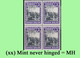 1938 ** BELGIAN CONGO / CONGO BELGE = COB 197 MNH MOLINDI RIVER : BLOC OF -4- STAMPS WITH ORIGINAL GUM - Blocks & Kleinbögen
