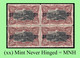 1922 ** BELGIAN CONGO / CONGO BELGE = COB 095 RED BROWN TRAIN  : BLOC OF -4- STAMPS WITH ORIGINAL GUM - Blocks & Sheetlets