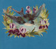 Superbe Chromo Decoupis Gaufré Oiseau Fleurs Hirondelle IRIS EAU 1890 En Bel état 11,5 Cm X 18 Cm - Flowers