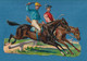 Superbe Chromo Decoupis Gaufré Grand Format Course Chevaux Cheval Jockey Saut Obstacle Cravache En Très Bel état 1890 - Animals