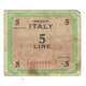 Billet, Italie, 5 Lire, 1943, KM:M18b, TB - Allied Occupation WWII