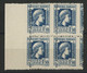 ALGERIE N° 214c Neuf ** Cote 80 € Bloc De Quatre VARIETE DE PIQUAGE A CHEVAL 1,50 Fr Bleu Marianne D'Alger. TB - Ongebruikt