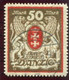 DANZIG 1922 Large Arms 50 Mk. Upright Watermark, Postally Used, Expertised Kniep And Infla.  Michel 100Xa - Usati