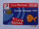 CARTE A PUCE CHIP CARD  CARTE LAVAGE AUTO TOTAL  CLUB TOTAL 10 € - Autowäsche