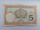 Billete De Indochina (Noumea) Nueva Caledonia De 5 Francs, Año 1920/30 - Indochina