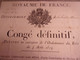 Delcampe - NAPOLEON GARDE IMPERIALE 1817 ROYAUME DE FRANCE CONGE DEFINITIF  FORCEY  2 EME REGIMENT TIRAILLEUR EX JEUNE GARDE - Documentos