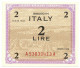 2 LIRE OCCUPAZIONE AMERICANA IN ITALIA MONOLINGUA FLC 1943 FDS-/FDS - Occupazione Alleata Seconda Guerra Mondiale