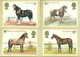 Great Britain 1978 Maximumcards (4) Horses SG 1063-1066 Gutter Pairs - Maximum Cards