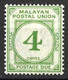 MALAYA.......KING GEORGE V..(1910-36...)....POSTAGE- DUE......4c.....SGD2........(CAT.VAL.£38...)....MH. - Malayan Postal Union