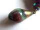Boucles D'oreilles Fait-main, Violet Bronze Vert, Céramique Artisanale, Cristal Facetté, Laine Feutrée à L'aiguille - Orecchini