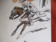 COMICS  DESSINS ORIGINAUX AQUARELLES DE MAXIME ROUBINET  ETUDE POUR BD LE CHEVALLIER BISCAYE  DIMENSIONS 37 PAR 13CM - Original Drawings