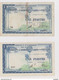 2 BILLETS 1 PIASTRE INDOCHINE LAOS GAMBODGE VIETNAM OCCASION - Indochine