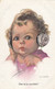 Wally Fialkowska - Sweet Child W Radio Headphones Old Postcard - Fialkowska, Wally