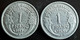 FRANCE: 2 X 1 FRANC SCARCE 1945 B + 1948 B  KM 885a.2 - 1 Franc