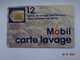 CARTE  A PUCE CHIP CARD CARTE LAVAGE AUTO MOBIL  12 UNITES - Lavage Auto