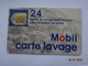 CARTE  A PUCE CHIP CARD CARTE LAVAGE AUTO MOBIL  24 UNITES - Autowäsche