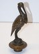 Delcampe - *SUPERBE ETOUFFOIR BOUGIE BRONZE OISEAU HERON BELLE PATINE BRUNE COLLECTION  E - Candeleros, Candelabros Y Palmatorias