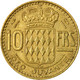 Monnaie, Monaco, Rainier III, 10 Francs, 1950, TB+, Aluminum-Bronze, Gadoury:MC - 1949-1956 Francos Antiguos