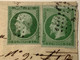 YT 12a+12c RARE AFFR. DEUX COULEUR DIFF. Sur Lettre Locale PARIS 1858, TTB Certificat Scheller (France 1858 Empire 5c - 1853-1860 Napoléon III.