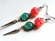 Boucles D'oreilles Pendantes, Bijou Fait-main, Verre Dichroic Artisanal, Disco-ball, Spike, Verre Dichroïque Vert, Cadea - Earrings