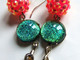 Boucles D'oreilles Pendantes, Bijou Fait-main, Verre Dichroic Artisanal, Disco-ball, Spike, Verre Dichroïque Vert, Cadea - Earrings