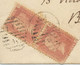 GB 1865 QV 1d Rose-red Pl.74 (pair EA-FA) Single Rate + Late Fee Both In The Left Corner, Against The Postal Regulations - Covers & Documents