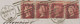 GB 1866, QV 1d Red Pl.74 (4 X: MA, LA, KA, JA – All Four MAJOR VARIETIES: HEAVY MISPERFORATED: ONE PENNY On TOP- Reading - Briefe U. Dokumente