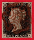 GBR SC #1 U (J,K) 1840 Queen Victoria 4 Margins W/red MC CV $370.00 - Used Stamps
