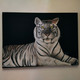 TABLEAU TIGRE BLANC Peinture Acrylique Sur Toile Signé N.Petry - Acrylic Resins