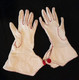 Gants Vintage Pour Femme De Couleur Crème Et Rouge - Other & Unclassified