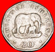 * ELEPHANT WITH CALF (1990-1991): TANZANIA  20 SHILLINGS 1991! MWINYI (1985-1995) · LOW START · · NO RESERVE! - Tanzanía