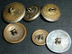 Rare Ancien Lot De 6 Boutons En Laiton Et Métal, Militaria, Militaire Infanterie Grenade, Bouton Paris - Boutons