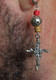 Boucle D'oreille Homme, Boucle D'oreille Pendante, Bijou Fait-main, Bijou Rocker Mono, Croix Gothique à La Rose, Bijou P - Ohrringe