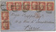 GB 18.8.1865, QV 1d Pl.71 (pair: LG-LH), Pl.89 (four X: JG, JH, JI, KH) And Pl.95 (pair: NA-NB) Multiple Postage Of 8d - Cartas & Documentos
