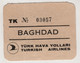 TURKISH AIRLINES BAGGAGE TAG ,BAGHDAD - Étiquettes à Bagages