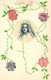 Représentation De Timbres - Fleur - Colorisé - Portrait Femme Mariée - Carte Postale Ancienne - Timbres (représentations)