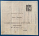 FRANCE ENTIER PNEUMATIQUE CHAPLAIN 30C NOIR CAISSE NATIONALE D'EPARGNE Storch B 31 Date 190 TTB - Pneumatische Post