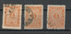 BULGARIA - 3 USED  POSTAGE DUE STAMPS, 5st - VARIETY - 1887/1895. - Postage Due
