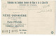 Fédération Syndicats Ouvriers Dijon & Côte D'Or - Fête Ouvrière 27 Avril 1907 - Carte D'entrée, St Laurent D'Albon 26 - Sindacati