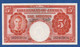 JAMAICA - P.37b – 5 Shillings 01.03.1953 UNC-, Serie 28D83804 -"George VI - Value On Back In 2 Lines" Issue - Jamaica