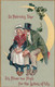 St. Patrick's Day, Couple Sits On Moon, Shamrocks, C1900s Vintage Embossed Tucks #106 Postcard - Saint-Patrick