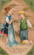 St. Patrick's Day, Girl And Boy With Pig, C1900s/10s Vintage Embossed Postcard - Saint-Patrick's Day