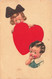 Enfant - Illustration - Deux Enfants Et Un Coeur - Colorisé - Edit. Amag - Tampon Spécial 1932 - Carte Postale Ancienne - Groupes D'enfants & Familles