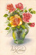 FANTAISIE - VIVE STE CATHERINE - BOUQUET DE ROSES DANS UN VASE - CARTE POSTALE ANCIENNE - Santa Catalina