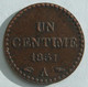 1 Centime Dupré 1851 A Paris, Variété Avec Accent Sur Le E De REPUBLIQUE, En Bronze , Gadoury 84, TTB - 1 Centime