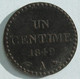 1 Centime Dupré 1849 A Paris, Variété Avec Accent Sur Le E De REPUBLIQUE, En Bronze , Gadoury 84, TTB - 1 Centime