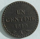 1 Centime Dupré 1849 A Paris, Variété Avec Accent Sur Le E De REPUBLIQUE, En Bronze , Gadoury 84, TTB - 1 Centime