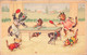 Fantaisies - Chats Déguisés Qui Jouent Au Ping Pong - Coloprint - Tampon Spécial - Colorisé - Carte Postale Ancienne - Gekleidete Tiere